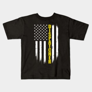 Dispatcher Thin Gold Line American Flag Kids T-Shirt